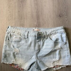SO Light Blue Distressed Jean Shorts